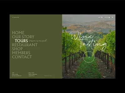 Kings Estate design estate full menu hamburger menu members menu restaurant tours typography ui ux vineyard website