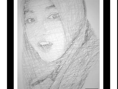 Silhouette of woman using pencil technique branding design digital imaging graphic design illustration