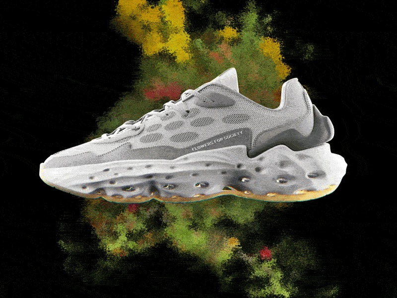 Flowers for Society 3d 3danimation abstract animation cgi cinema4d color design fashion flowers growing motion graphics nature product simulation sneaker wind