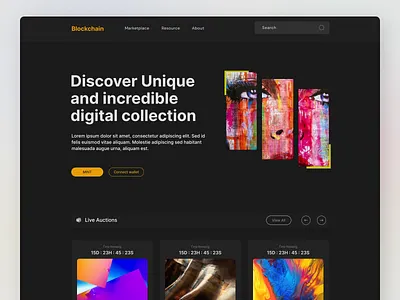 NFTs Marketplace - Website Landing page design blockchain blockchainwebsite dashboard designinspirations graphic design nfts nftwebsite ui uidesign uiux web webdesign