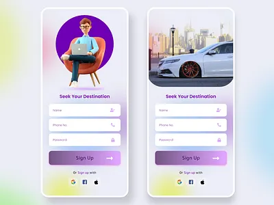 Car Rental Agency Sign up Screens animation app design ux ui clean interface app design ux ui design ux ui interface app design ux ui ui ux ui