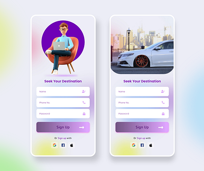 Car Rental Agency Sign up Screens animation app design ux ui clean interface app design ux ui design ux ui interface app design ux ui ui ux ui