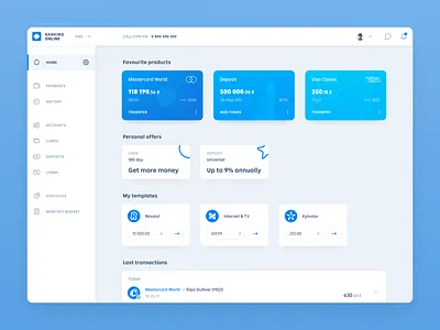 Online Banking App bank banking banking app blue cards digital bank digital banking finance fintech fresh online bank online banking payments ui wallet web web app