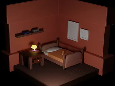 Bedroom Lowpoly abstract app bed bedroom branding cozy design illustration light logo lowpoly teddy typography ui ux vector