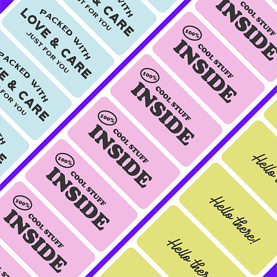 Package Labels blue. fun label logo package pastel pink retro shipping vintage yellow