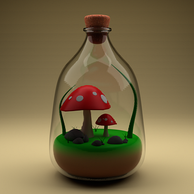 Mushroom bottle 3d 3dart abstract app bottle branding design funny illustration logo mushroom typography ui ux vector