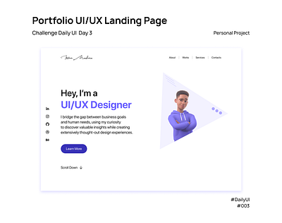 Portfolio UI/UX Landing Page - DailyUI #002 branding dailyui landingpage portfolio ui website