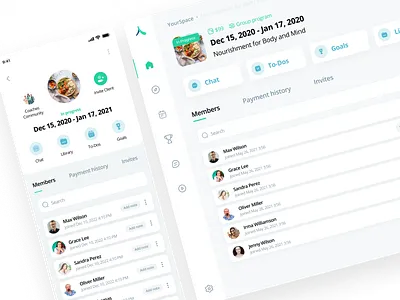 New group page | YourCoach Health dashboard design mobile ui ux web yourcoach