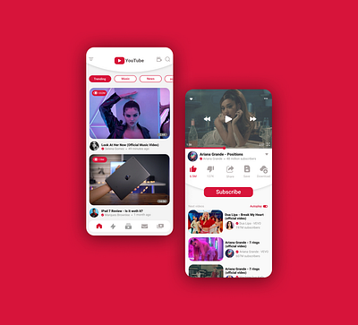 YouTube App Redesign app branding design graphic design illustration ui ux uxui