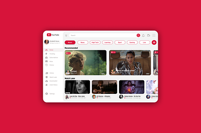 YouTube Desktop Redesign app branding design graphic design illustration ui ux uxui