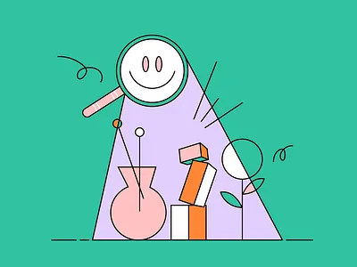 Searching Happiness in small things 2d adobe art design graphic design illustration illustrator logo ui vibrant