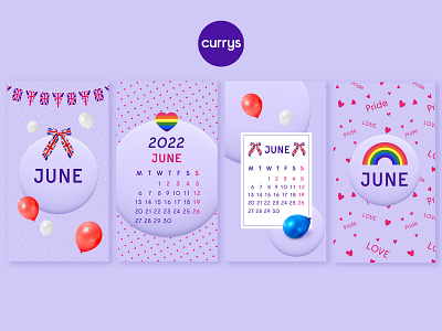 June Wallpapers animation balloons branding design designer digital art digital illustration digitalart graphic design hearts illustration illustration art illustrator logo motion graphics patterns phones pride rainbow wallpapers