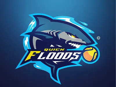 QUICK FLOODS athayadzn battle branding design fish gaming illustration logo mascot logo ocean sea shark sport logo sports team vector