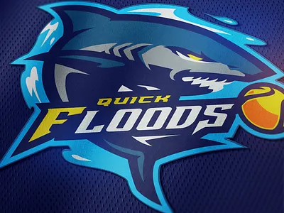 QUICK FLOODS (Mockup) athayadzn battle branding design fish gaming illustration logo mascot logo ocean sea shark sport logo sports team vector