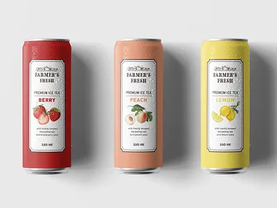 Farmer's Fresh Premium Ice Tea Can Design beverage brand identity branding design drink food graphic design ice tea illustration logo modern packaging retro vintage visual