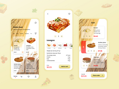 Italian Food Mobile App app design ui