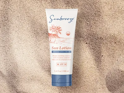 Sunbreeze Sun Lotion Tube Design brand identity branding cosmetic design graphic design illustration logo lotion sun sunscreen