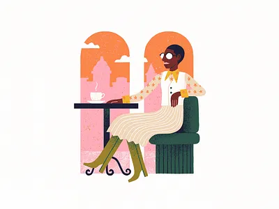 At the cafe. cafe coffee design drawing espresso illustration procreate spot illustration vienna