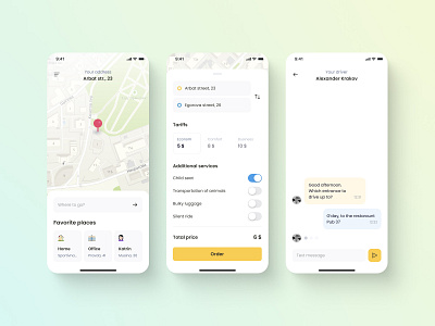 Taxi App app design ui