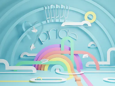 Happy Pride Month! 3d animation clouds colors fun gay happy june lgbtq love pride rainbow skies sky stage summer sun