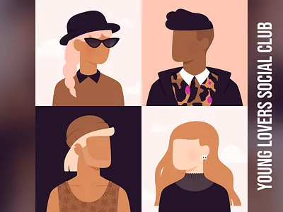 Young Lovers NFT avatars character characters collection figma illustration man nft pattern profile pictures repeat pattern vector woman