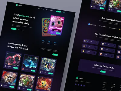 Art buy sell website art buy crypto digital art gallery header hero landingpage marketplace nft pokemon responsive sell trending uiux web design webdesign website