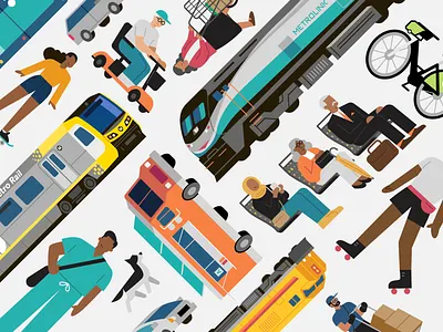 LA Metro: Visual Asset Library 1 animation character character design character designs color design down the street down the street designs dts dts designs grid illustration los angeles metro transit