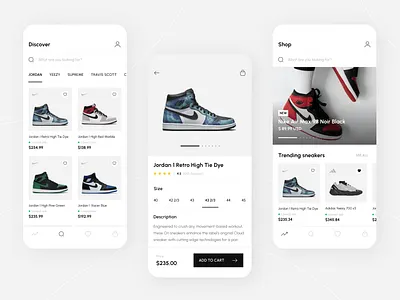 Shoes Shop App Design 3d adidas animation app branding concept graphic design illustration ios iphone minimalistic mobile modern motion graphics nike shoe simple sneakers ui ux