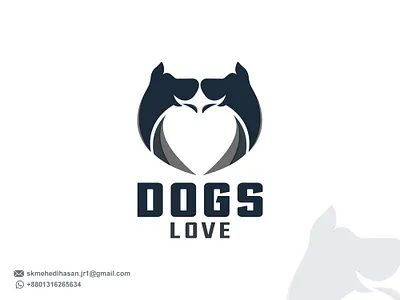 Creative Minimal Logo- DOGS LOVE 3d animal animation branding branding design business logo creative design dog graphic design icon illustration logo logo design minimal logo minimalist logo modern motion graphics pet ui