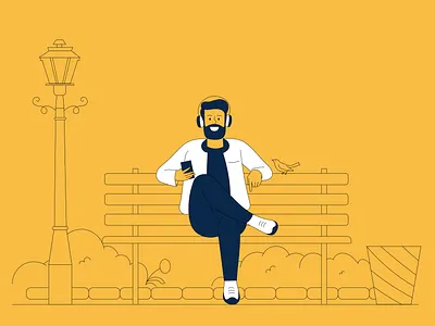 sitting on park branding character design flat illustration graphic design illustration minimal ui vector