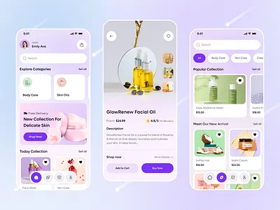 Beauty Store Mobile App beauty beauty app cosmetic e commerce makeup minimalist mobile mobile app product shop shopify skin skincare store swiss ux