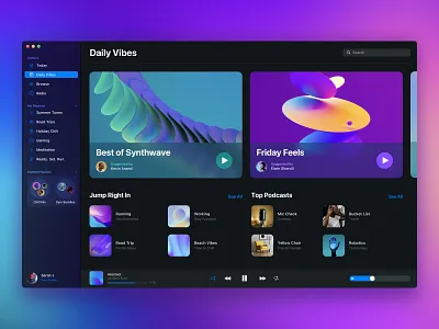 Music App Concept apple cards dark mode design graphics mac macos monterey music music player sf symbols ui ui design ux design