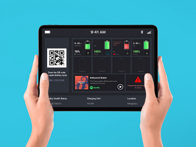 Concept - Charging unit on your iPad battery battery stations branding charging unit design electric vehicles ev graphic design illustration infotainment ipad minimal music ui ux yulu