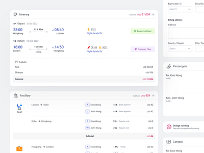 Booking Flight: Payment💰 airline booking components concept design design system library retail templates travel ui