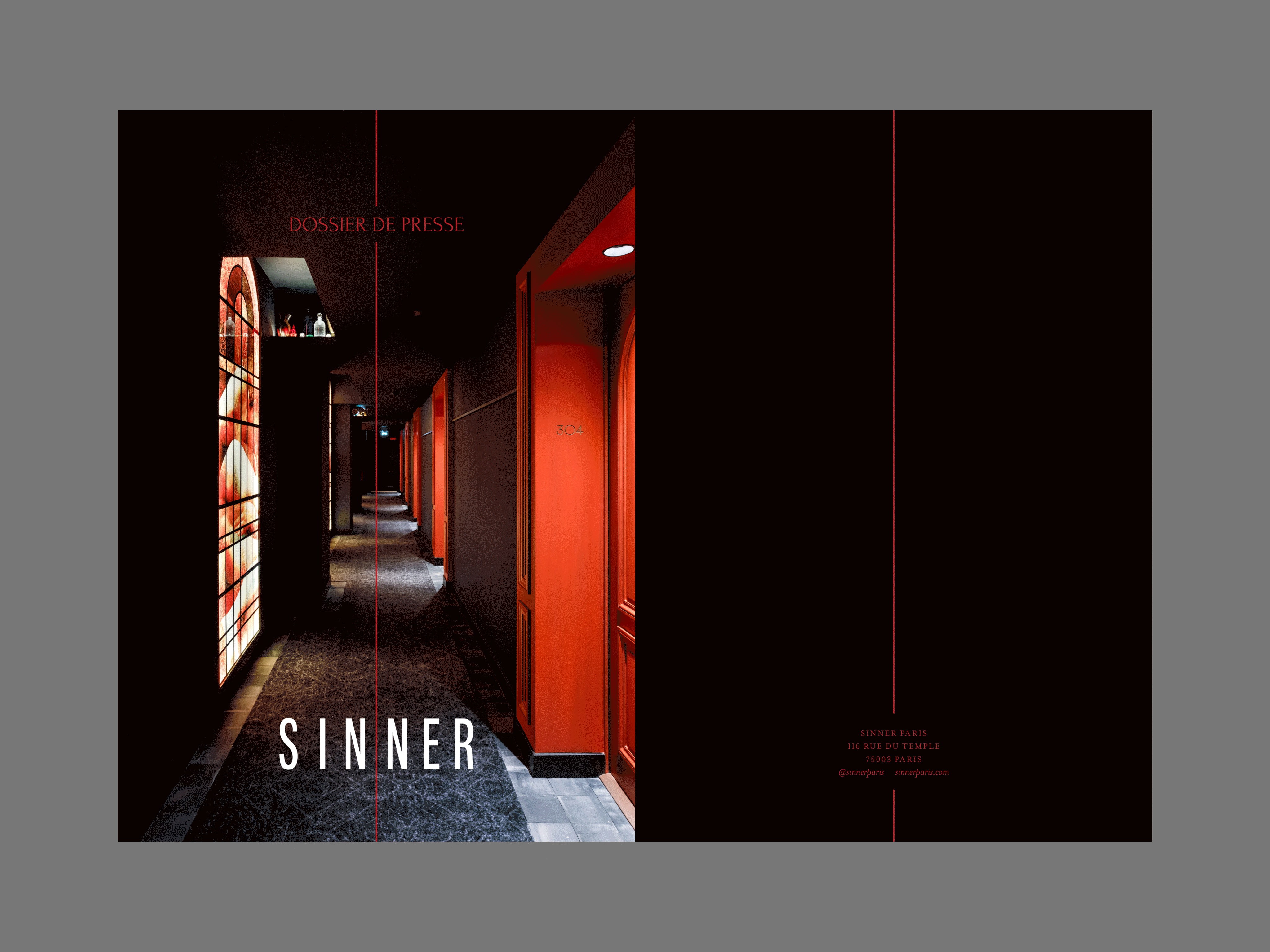 Sinner Paris / Dossier de presse 2022 brochure design hotel luxe press kit sinner paris