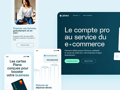Banking for fleets (landing) — Piana x The Design Crew b2b banking brand branding charts design design system desktop finance fintech gradient graph interface landing logo mobile modern product responsive ui