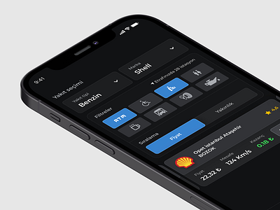 Fuel Station Finder app black design finder fuel gray iphone minimal station ui ux