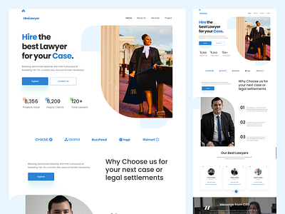 Landing Page Design - Web UX/UI Design design dribbble shot figma follow hiring landing page illustration landing page design lawyer hire minimal mobile ui mockup social media design ui ui inspirations uidesign uxdesign uxui design web app design web design website design