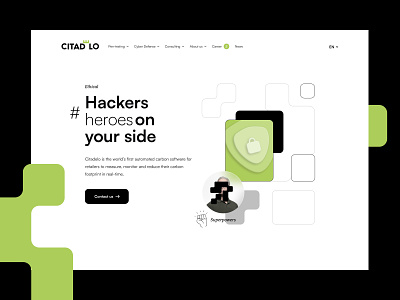 Citadelo: Hero cyber security defense hackers hero illustration landing page pen testing technology visual identity web web design website