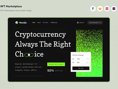 Free NFT Hero Header Image app bitcoin blockchain crypto cryptocurrency currency design ethereum future hero header illustration modern nft transaction ui ui design unique ux ux design website