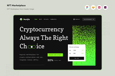 Free NFT Hero Header Image app bitcoin blockchain crypto cryptocurrency currency design ethereum future hero header illustration modern nft transaction ui ui design unique ux ux design website
