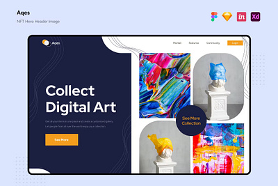 Free Aqes - NFT Hero Header Image app bitcoin blockchain crypto cryptocurrency currency design ethereum future hero header illustration modern nft transaction ui ui design unique ux ux design website