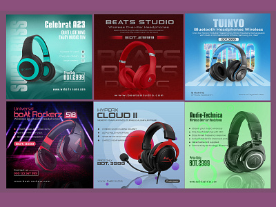 Headphone Banner Design adds advertising banner design facebook post fashion design headphone post social social media design