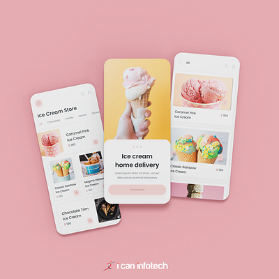 Ice Cream Store App UI Design | Mobile App UI Design app app design app development application design branding canada design graphic design ice cream app mobile application ui ui design uidesign uiux ux website design