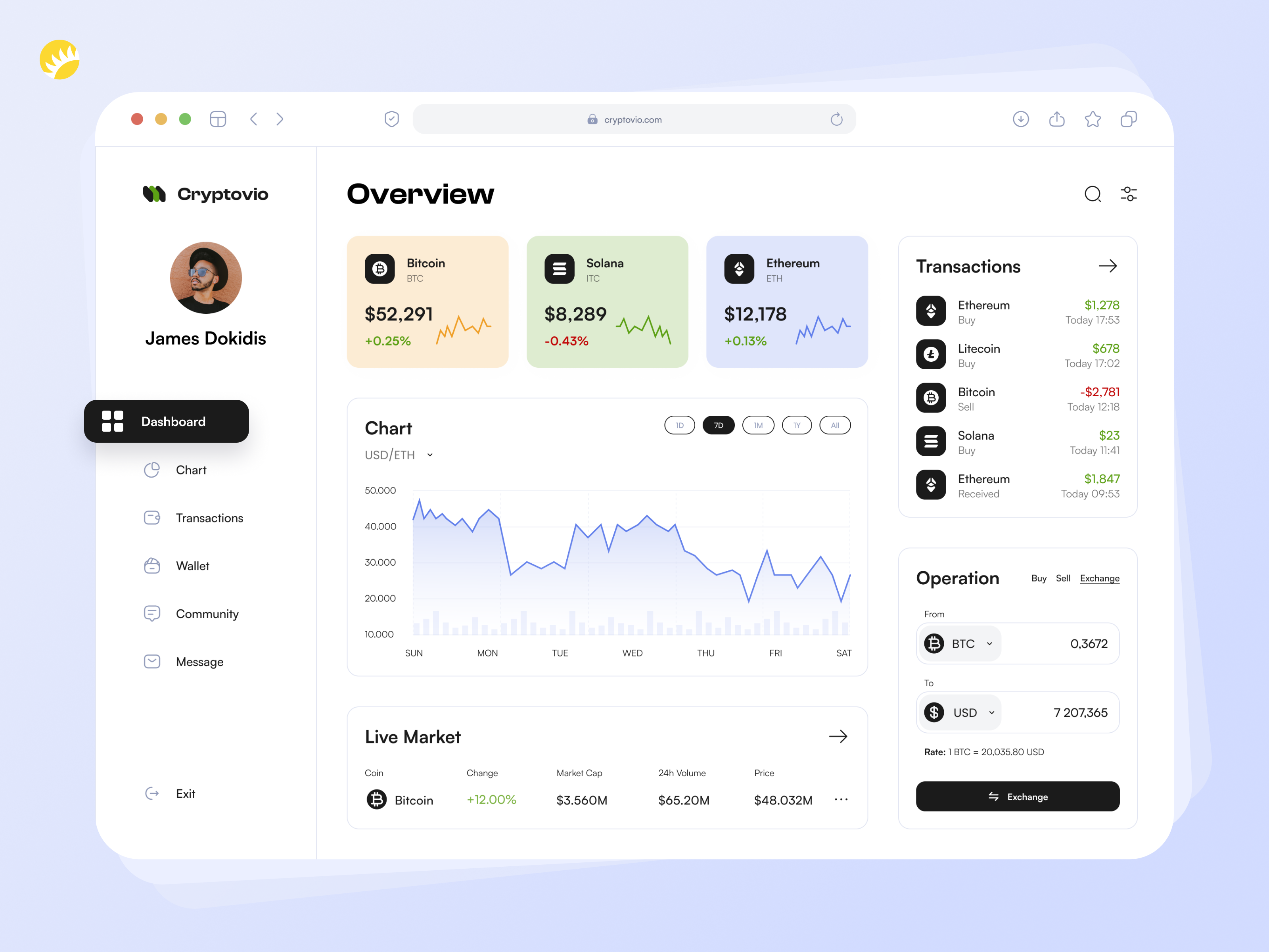 Example of Crypto Management Web App Design