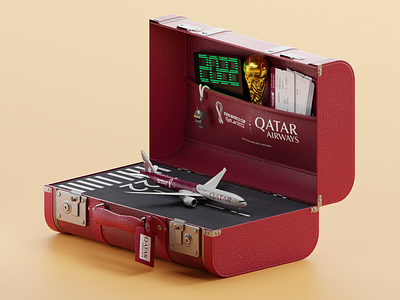 Qatar Airways World Cup 2022 3d animation blender blender3d c4d fifa illustration isometric motion graphics qatar qatarairways suitcase worldcup