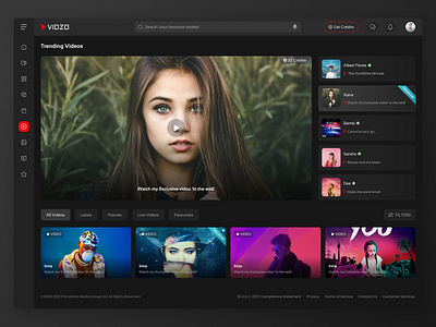 Trending videos category page design application design broadcasting dashboard design live videos movies trending videos ui ui design user interface ux videos videos page vimeo youtube