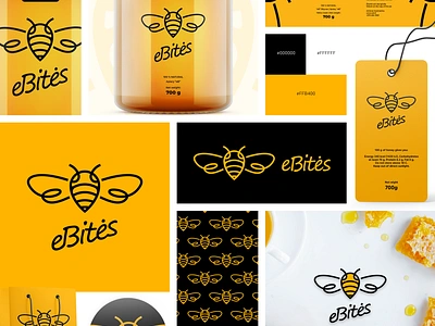 eBee branding bee branding design fly gedas meskunas glogo honey honeycomb icon identity illustration jar label logo mockup packaging pattern pin tag wing