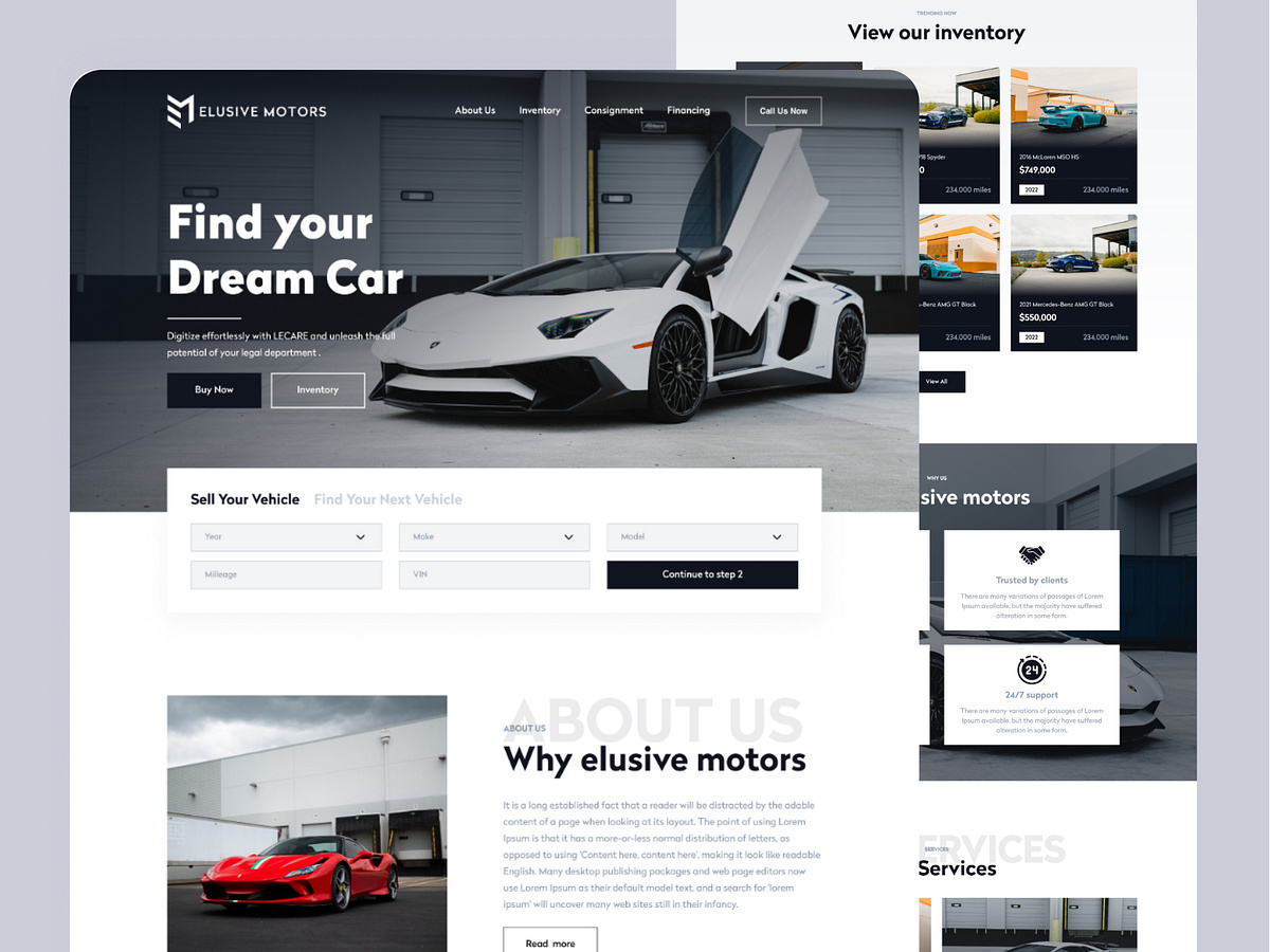 Car dealership website by Albert Rajib on Dribbble