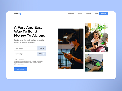 FastPay - Fintech Landing page adobe xd design figma figma mockups fintech landing page fintech ux design landing page design minimal minimal design mobile ui mockup product design saas design ui ui design uidesign ux design web design web mockups website design